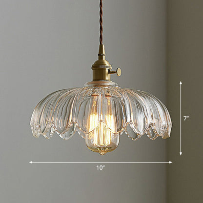 Hanglamp Vintage met Glazen Bloemvormige Kap en Gedraaid Snoer