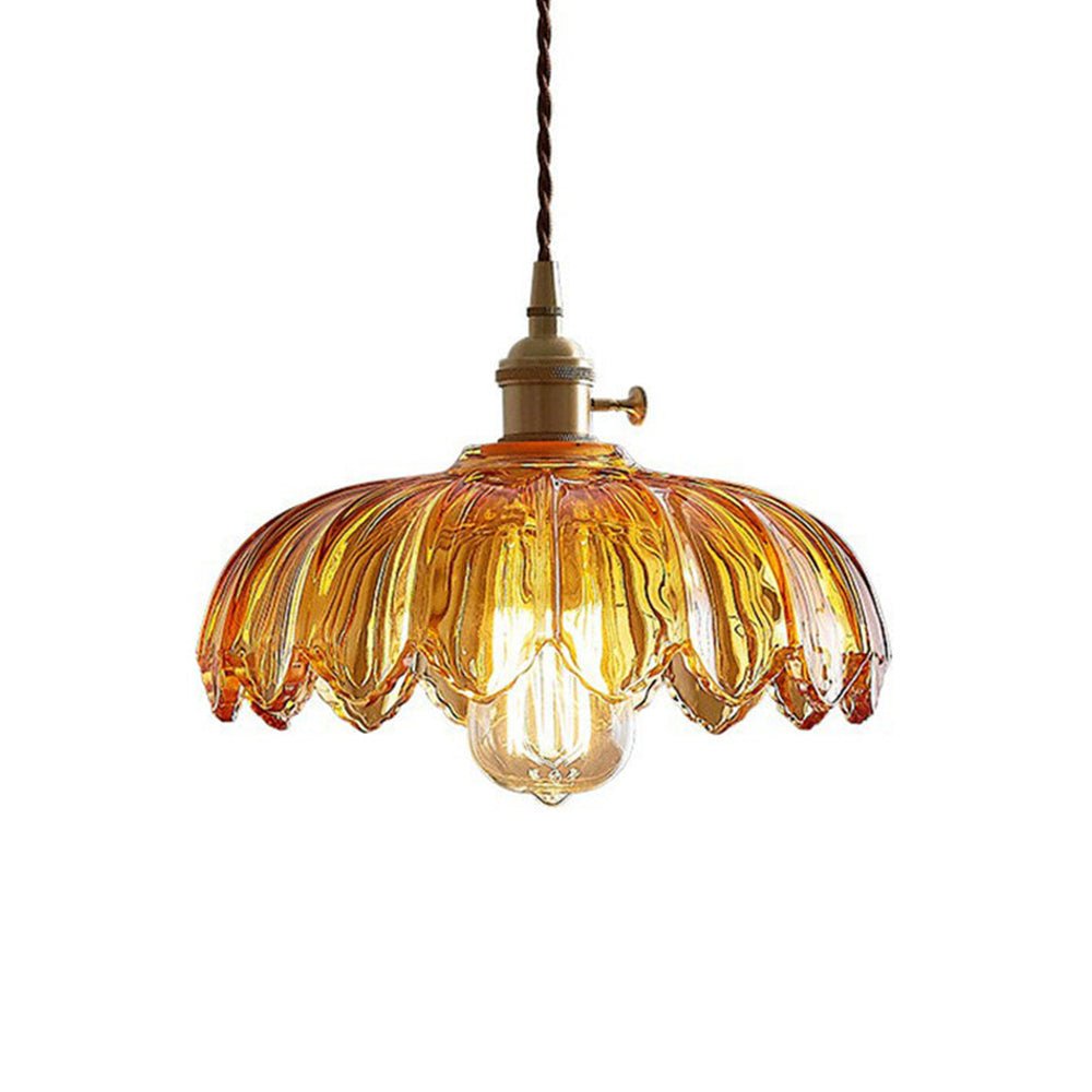 Hanglamp Vintage met Glazen Bloemvormige Kap en Gedraaid Snoer