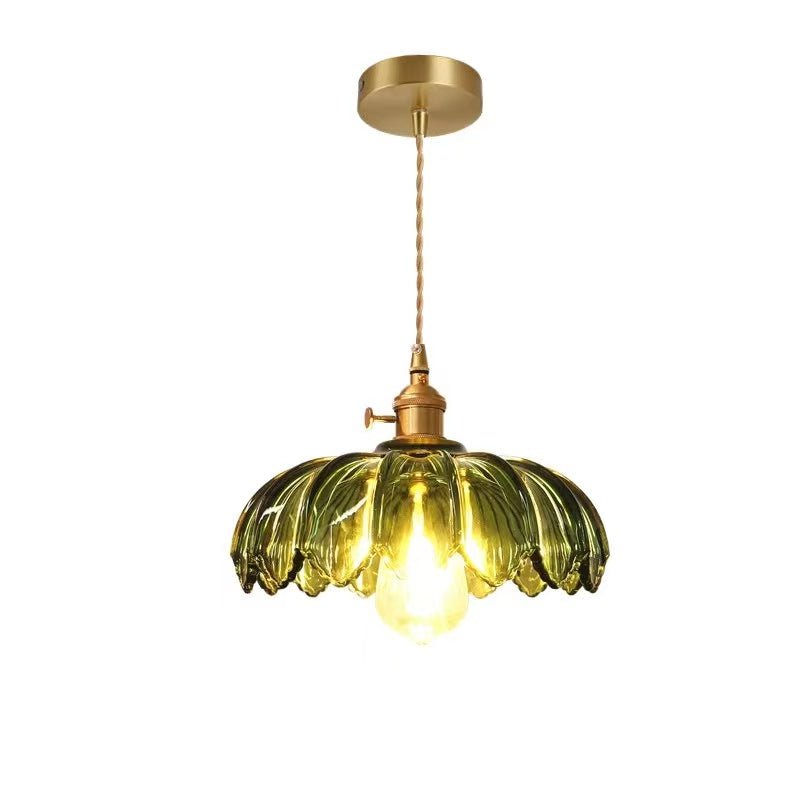 Hanglamp Vintage met Glazen Bloemvormige Kap en Gedraaid Snoer