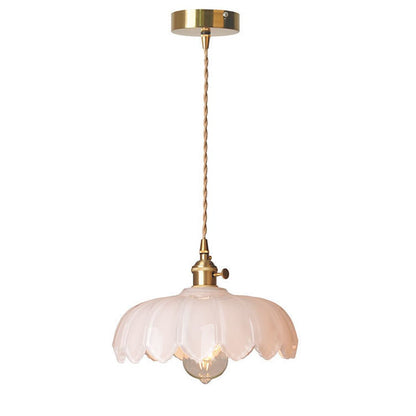 Hanglamp Vintage met Glazen Bloemvormige Kap en Gedraaid Snoer