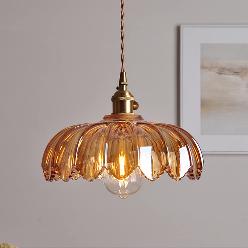 Hanglamp Vintage met Glazen Bloemvormige Kap en Gedraaid Snoer