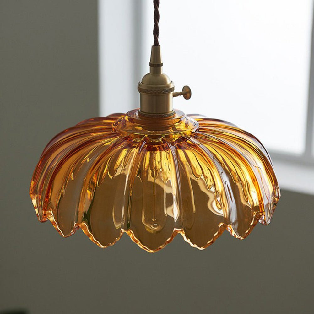 Hanglamp Vintage met Glazen Bloemvormige Kap en Gedraaid Snoer