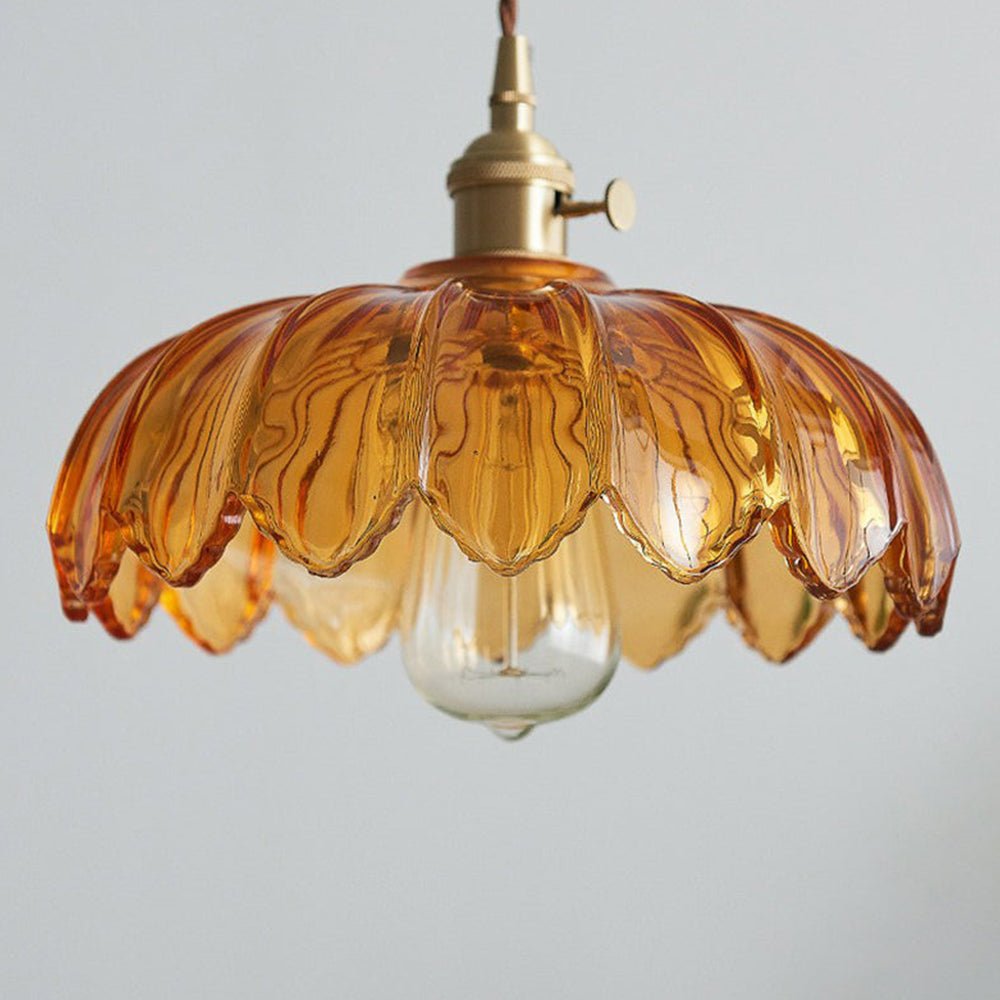 Hanglamp Vintage met Glazen Bloemvormige Kap en Gedraaid Snoer