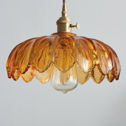 Hanglamp Vintage met Glazen Bloemvormige Kap en Gedraaid Snoer