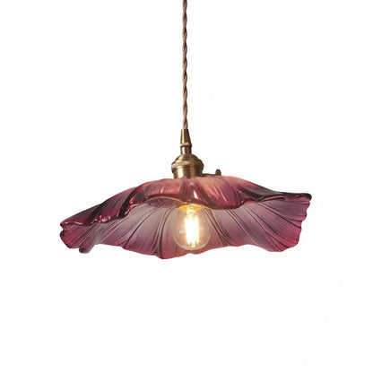 Hanglamp Vintage met Glazen Bloemvormige Kap en Messing Fitting