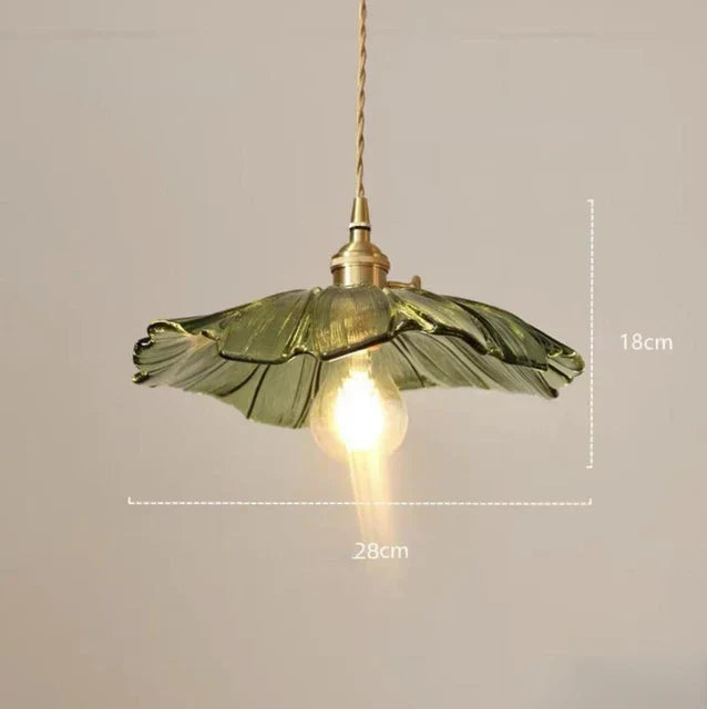 Hanglamp Vintage met Glazen Bloemvormige Kap en Messing Fitting