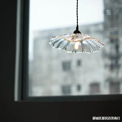 Hanglamp Vintage met Glazen Bloemvormige Kap en Messing Fitting