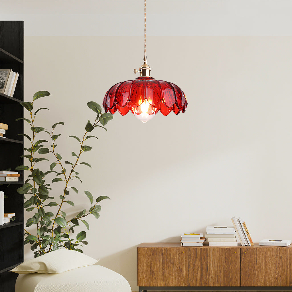 Hanglamp Vintage met Tulpvormige Glazen Kap en Verstelbare Hoogte