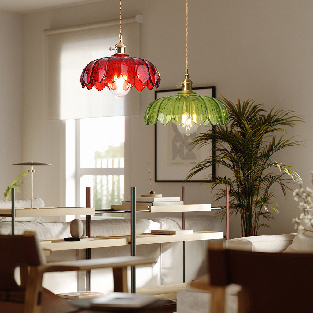 Hanglamp Vintage met Tulpvormige Glazen Kap en Verstelbare Hoogte