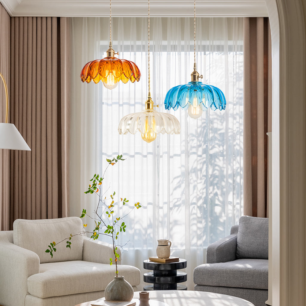 Hanglamp Vintage met Tulpvormige Glazen Kap en Verstelbare Hoogte