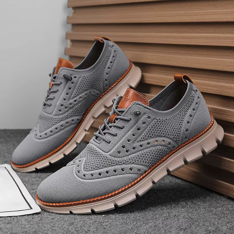 Heren Casual Sneakers met Brogue Detail en Vetersluiting