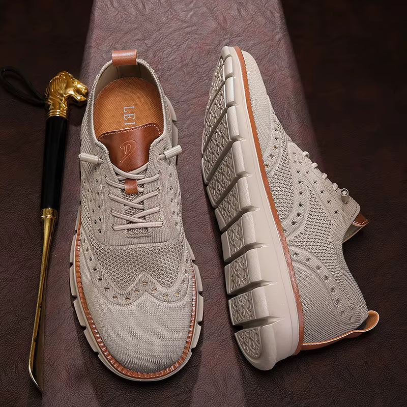 Heren Casual Sneakers met Brogue Detail en Vetersluiting