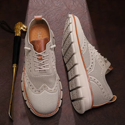 Heren Casual Sneakers met Brogue Detail en Vetersluiting