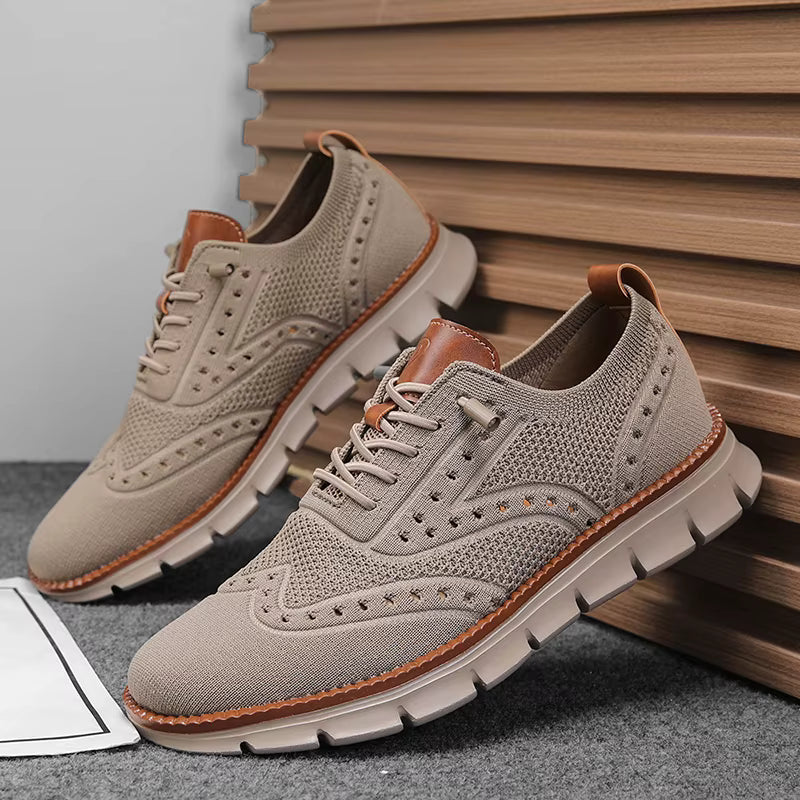 Heren Casual Sneakers met Brogue Detail en Vetersluiting