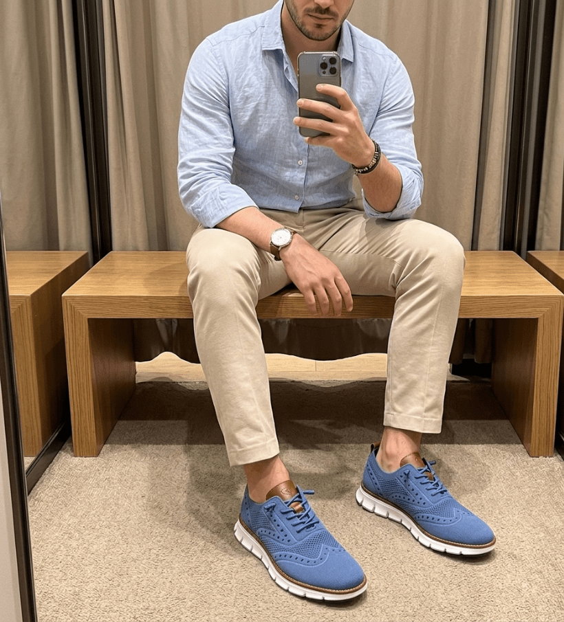 Heren Casual Sneakers met Brogue Detail en Vetersluiting