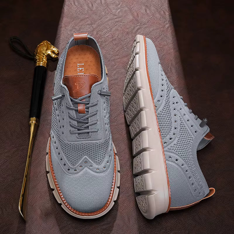 Heren Casual Sneakers met Brogue Detail en Vetersluiting