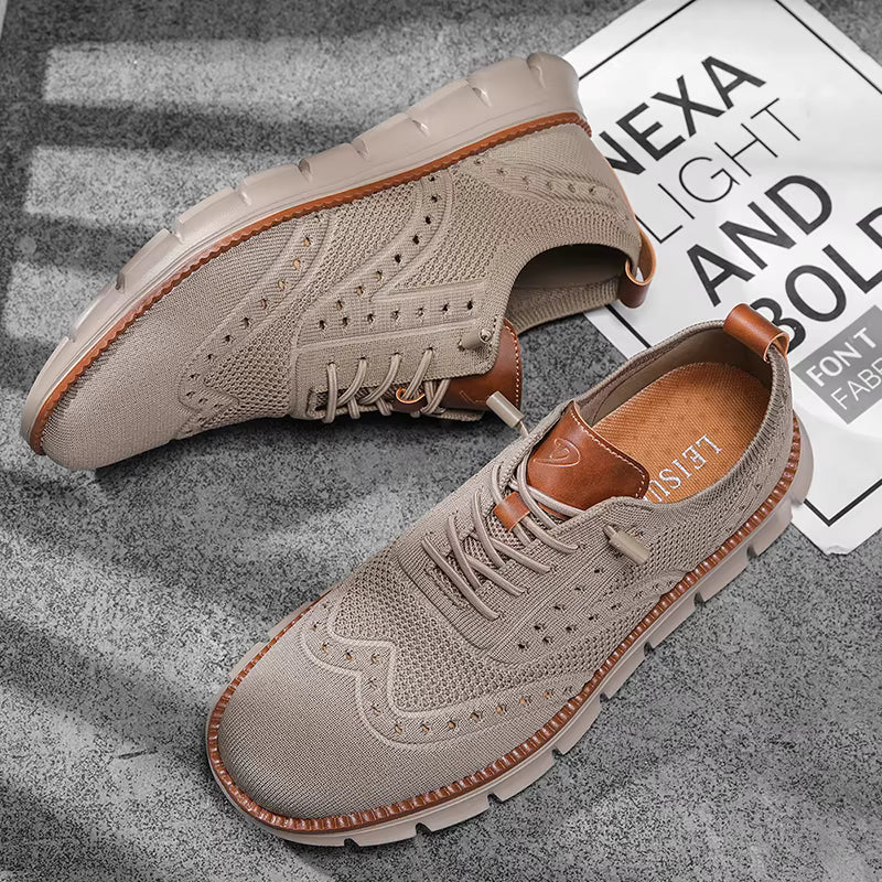 Heren Casual Sneakers met Brogue Detail en Vetersluiting