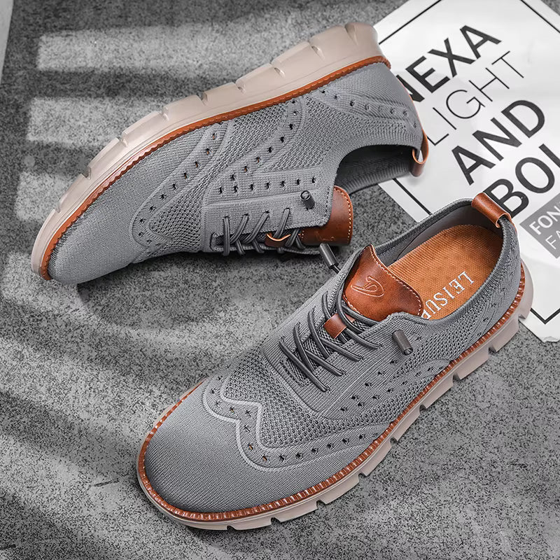 Heren Casual Sneakers met Brogue Detail en Vetersluiting