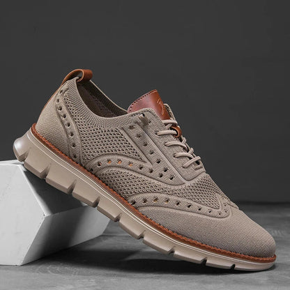 Heren Casual Sneakers met Brogue Detail en Vetersluiting