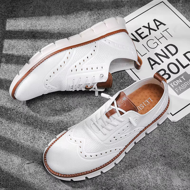Heren Casual Sneakers met Brogue Detail en Vetersluiting