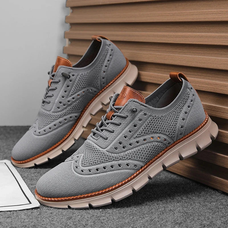 Heren Casual Sneakers met Brogue Detail en Vetersluiting