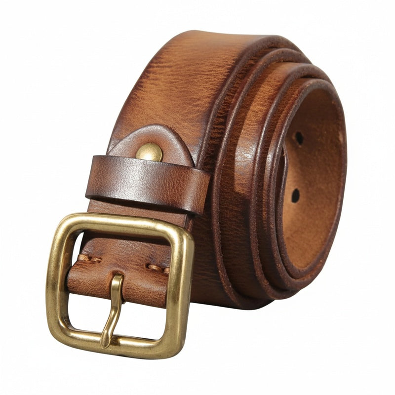 Heren Riem met Vintage Look en Messing Gesp