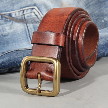 Heren Riem met Vintage Look en Messing Gesp