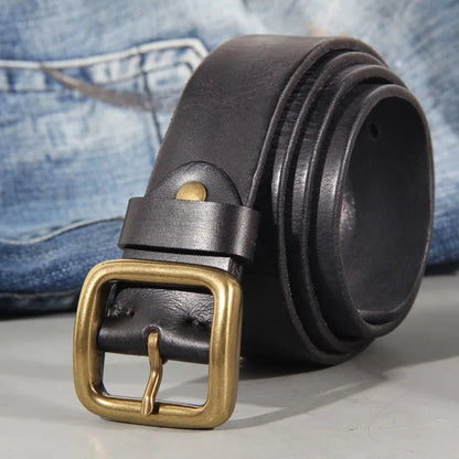 Heren Riem met Vintage Look en Messing Gesp