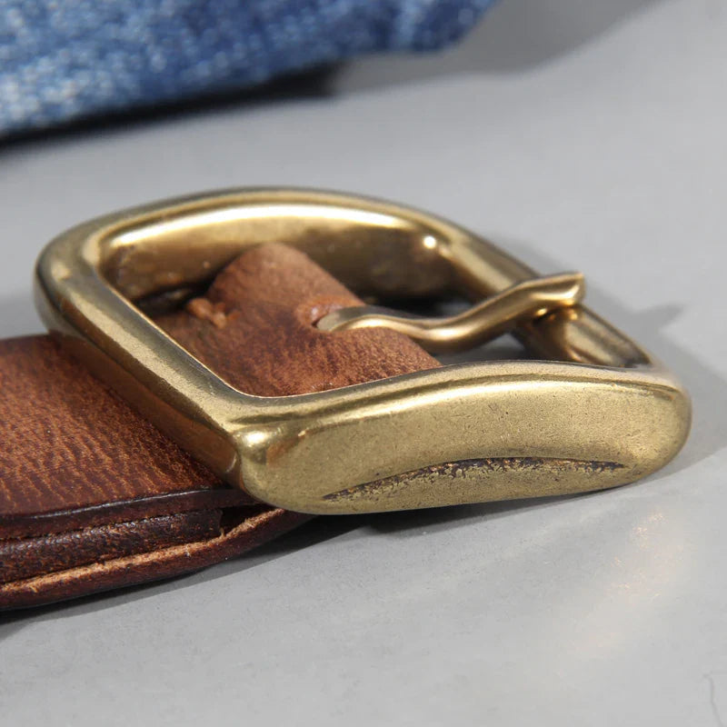 Heren Riem met Vintage Look en Messing Gesp