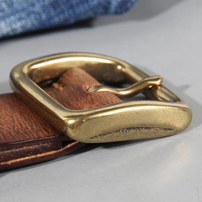 Heren Riem met Vintage Look en Messing Gesp