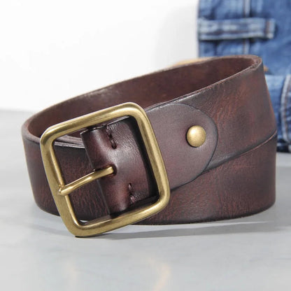 Heren Riem met Vintage Look en Messing Gesp