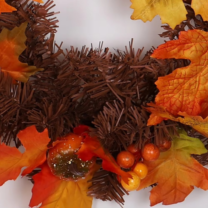 Herfstslinger met Esdoornbladeren, Dennenappels en Pompoenen met Optionele LED-verlichting