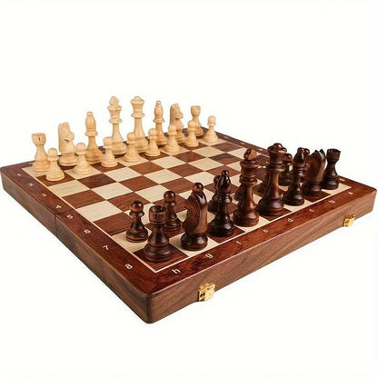 Houten Schaakset Opvouwbaar met Magnetische Sluiting en Opslagruimte