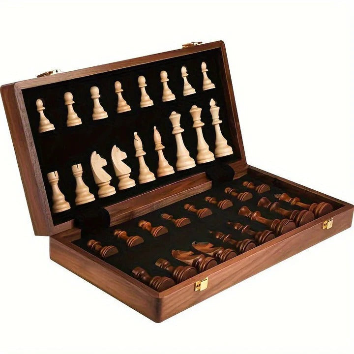 Houten Schaakset Opvouwbaar met Magnetische Sluiting en Opslagruimte