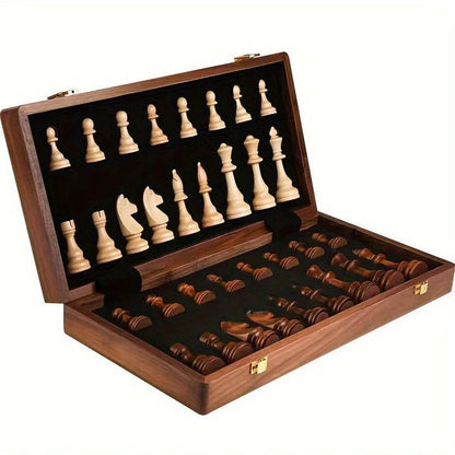 Houten Schaakset Opvouwbaar met Magnetische Sluiting en Opslagruimte