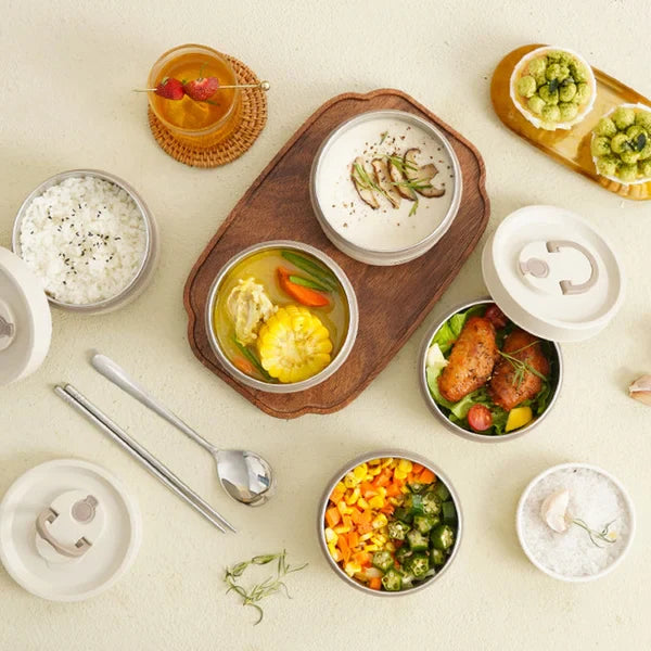 Isolerende Lunchbox met Handvat - Lekvrij Dubbelwandig voor Onderweg