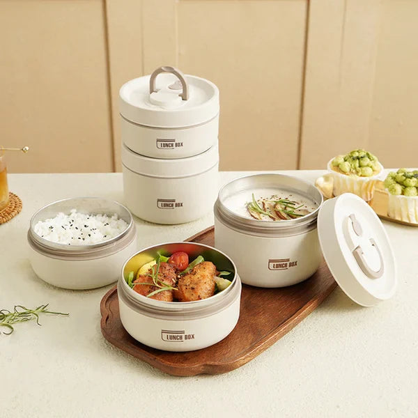 Isolerende Lunchbox met Handvat - Lekvrij Dubbelwandig voor Onderweg