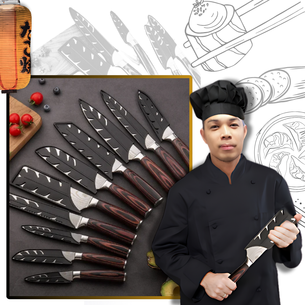 Japans Keukenmes met Damascusstaal Blad en Pakkawood Greep