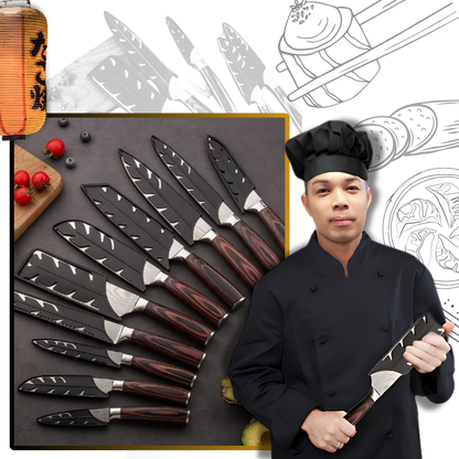 Japans Keukenmes met Damascusstaal Blad en Pakkawood Greep