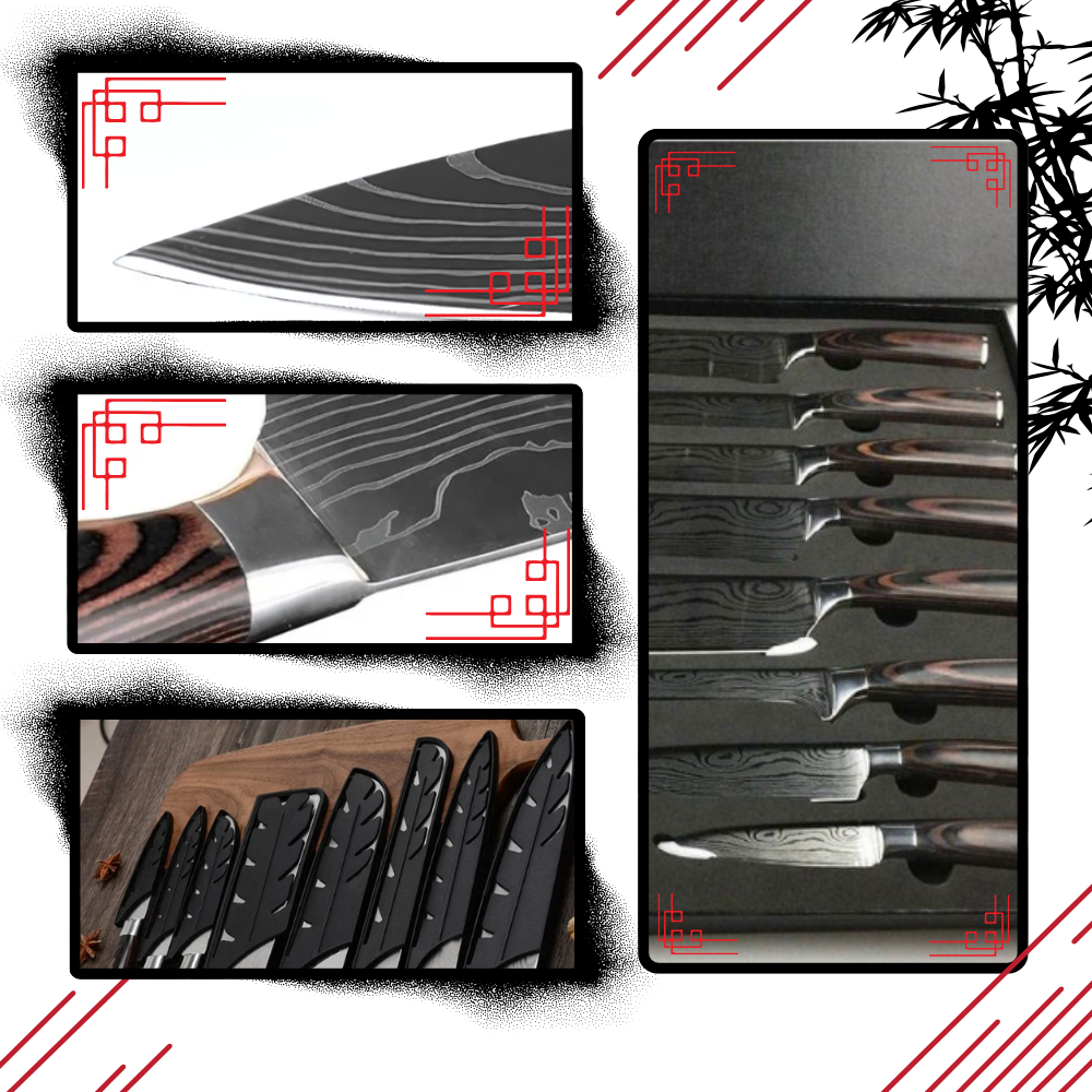 Japans Keukenmes met Damascusstaal Blad en Pakkawood Greep