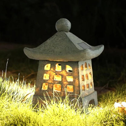 Japanse Pagode Tafellamp op Zonne-energie met Geïntegreerde LED voor Tuin
