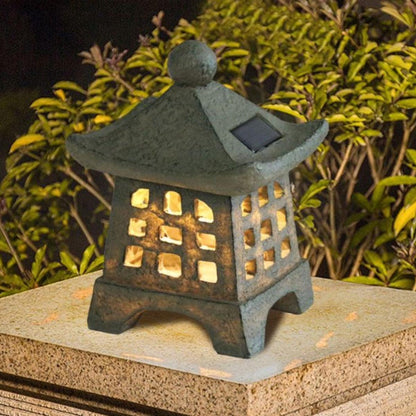 Japanse Pagode Tafellamp op Zonne-energie met Geïntegreerde LED voor Tuin