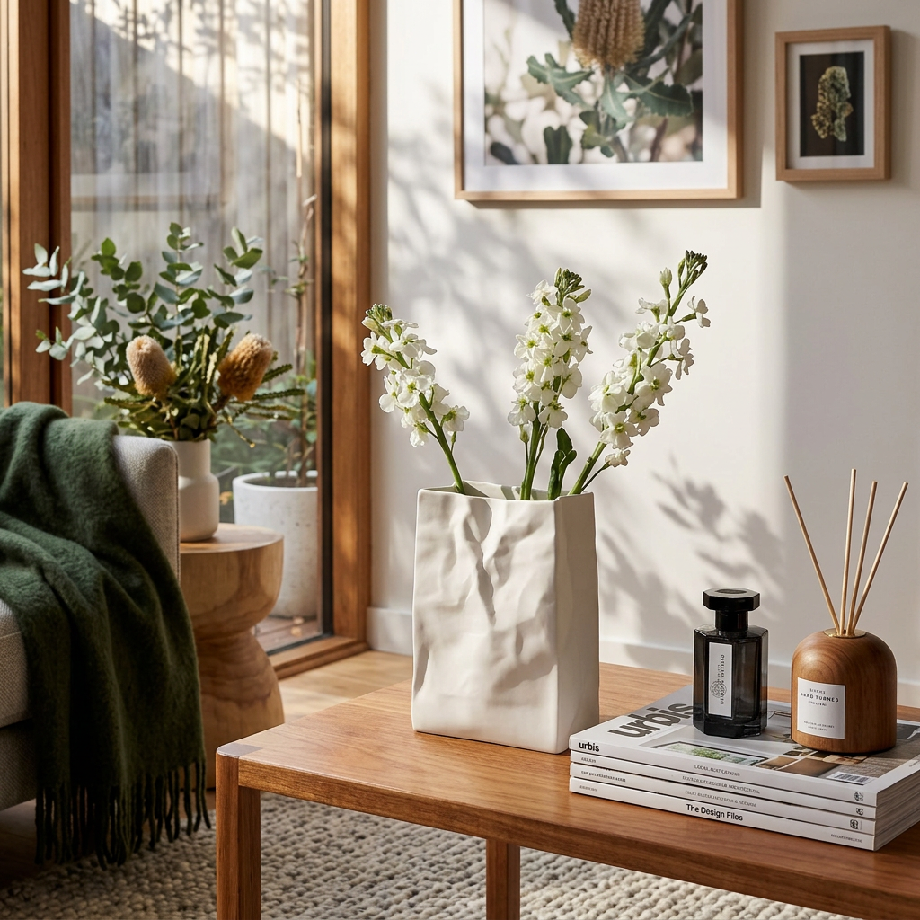 Keramische Vaas met Verfrommeld Papierzak Design voor Bloemen en Droogbloemen