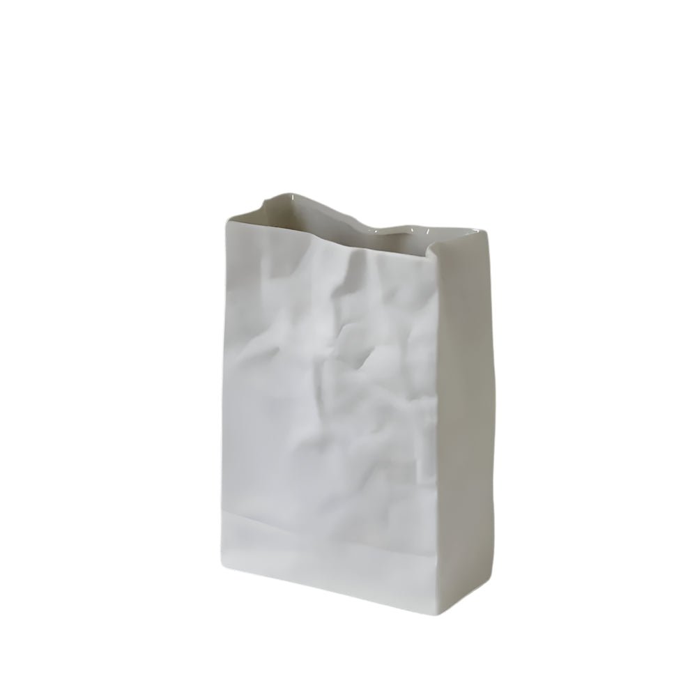 Keramische Vaas met Verfrommeld Papierzak Design voor Bloemen en Droogbloemen