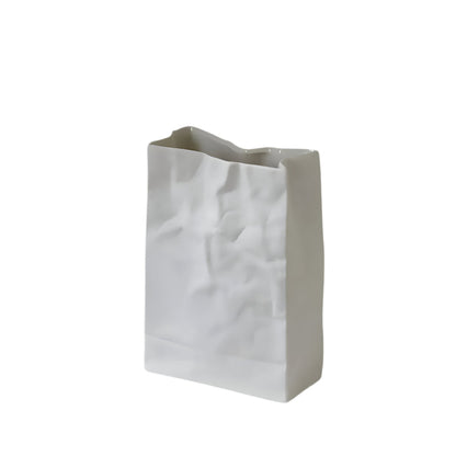Keramische Vaas met Verfrommeld Papierzak Design voor Bloemen en Droogbloemen