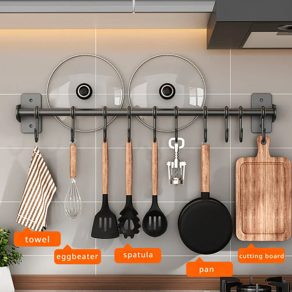 Keuken Wandrek met S-Haken voor Kookgerei en Pannendeckels