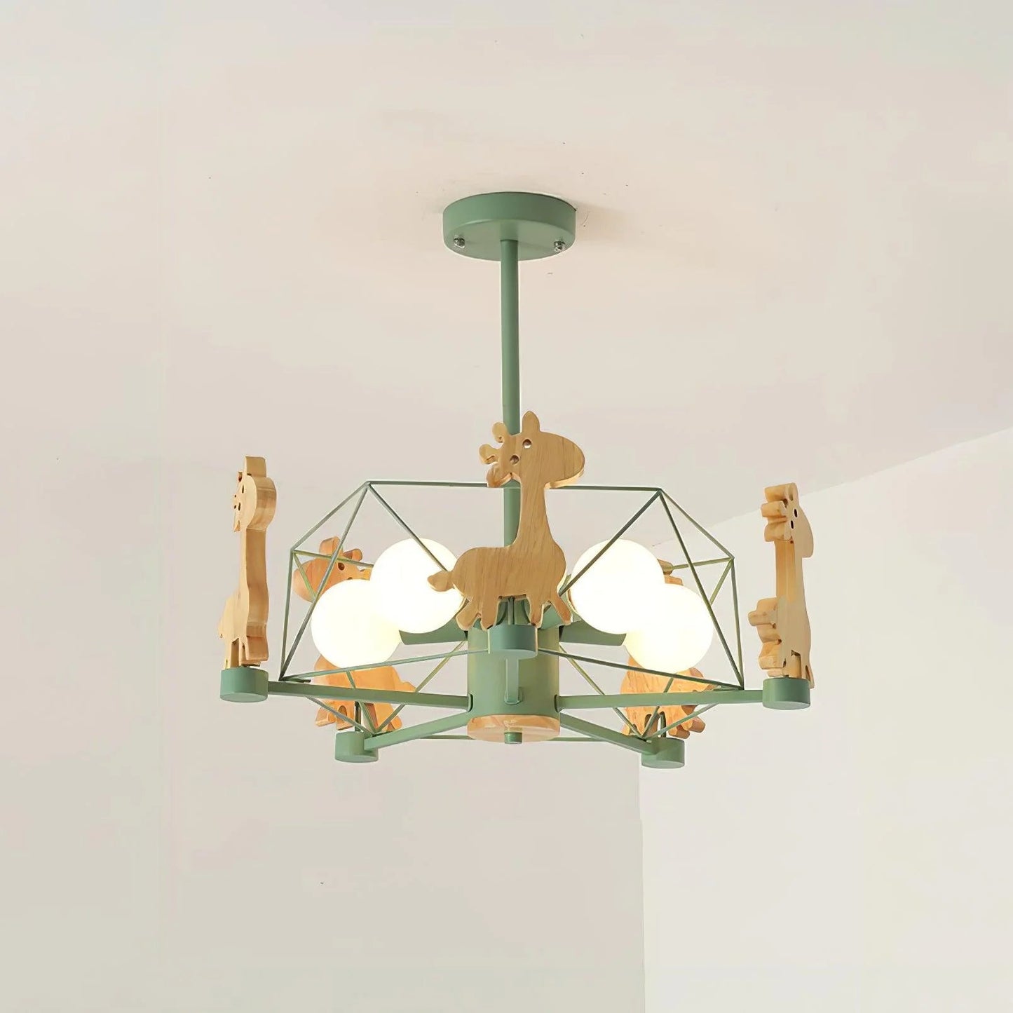 Kinderlamp Plafond met Houten Giraffe Dieren Decoraties voor Kinderkamer