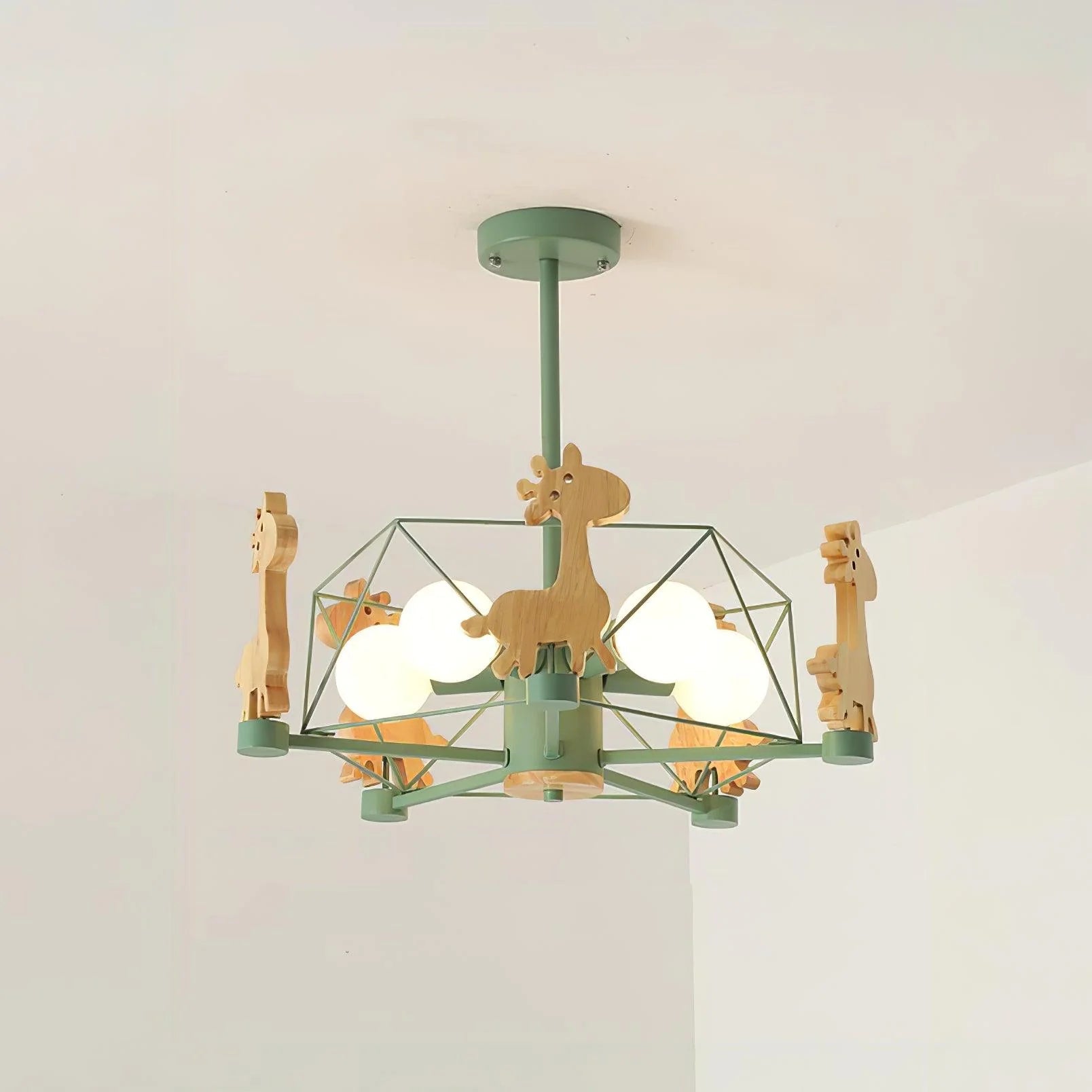 Kinderlamp Plafond met Houten Giraffe Dieren Decoraties voor Kinderkamer