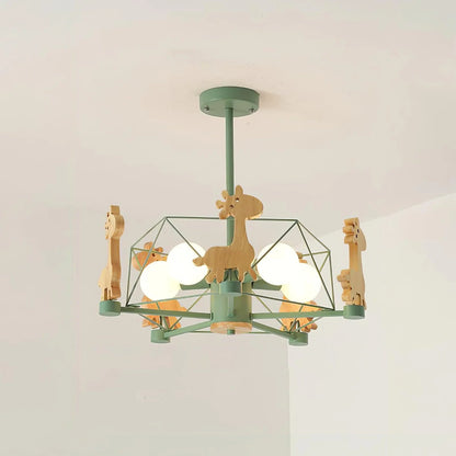Kinderlamp Plafond met Houten Giraffe Dieren Decoraties voor Kinderkamer