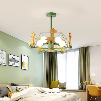 Kinderlamp Plafond met Houten Giraffe Dieren Decoraties voor Kinderkamer ##POS:11##